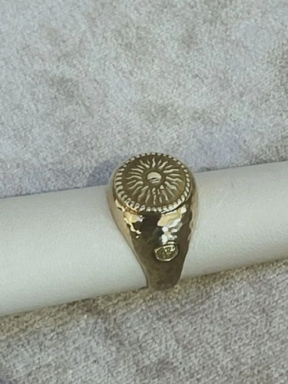 Torrini 1369 Authentic 14K Yellow Gold Hammered Sunburst Ring – Handmade Italy